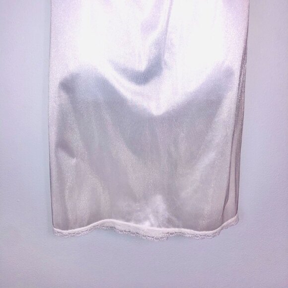 Vintage Womens L White Half Slip Lace Trim Elastic Waist Side Slit - Picture 4 of 9